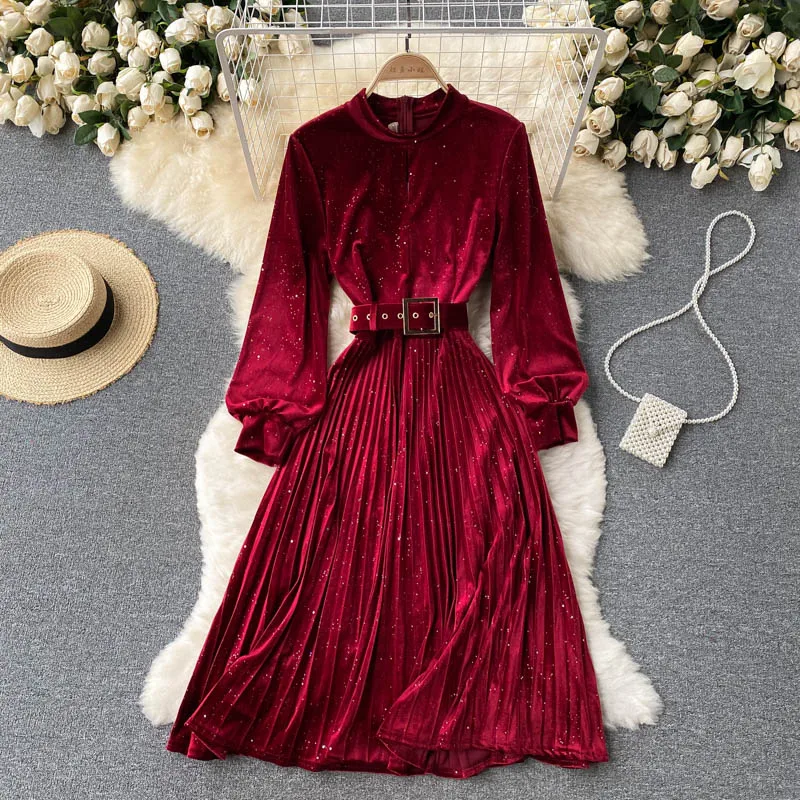 Женское плиссированное платье средней длины элегантное платье-трапеция во