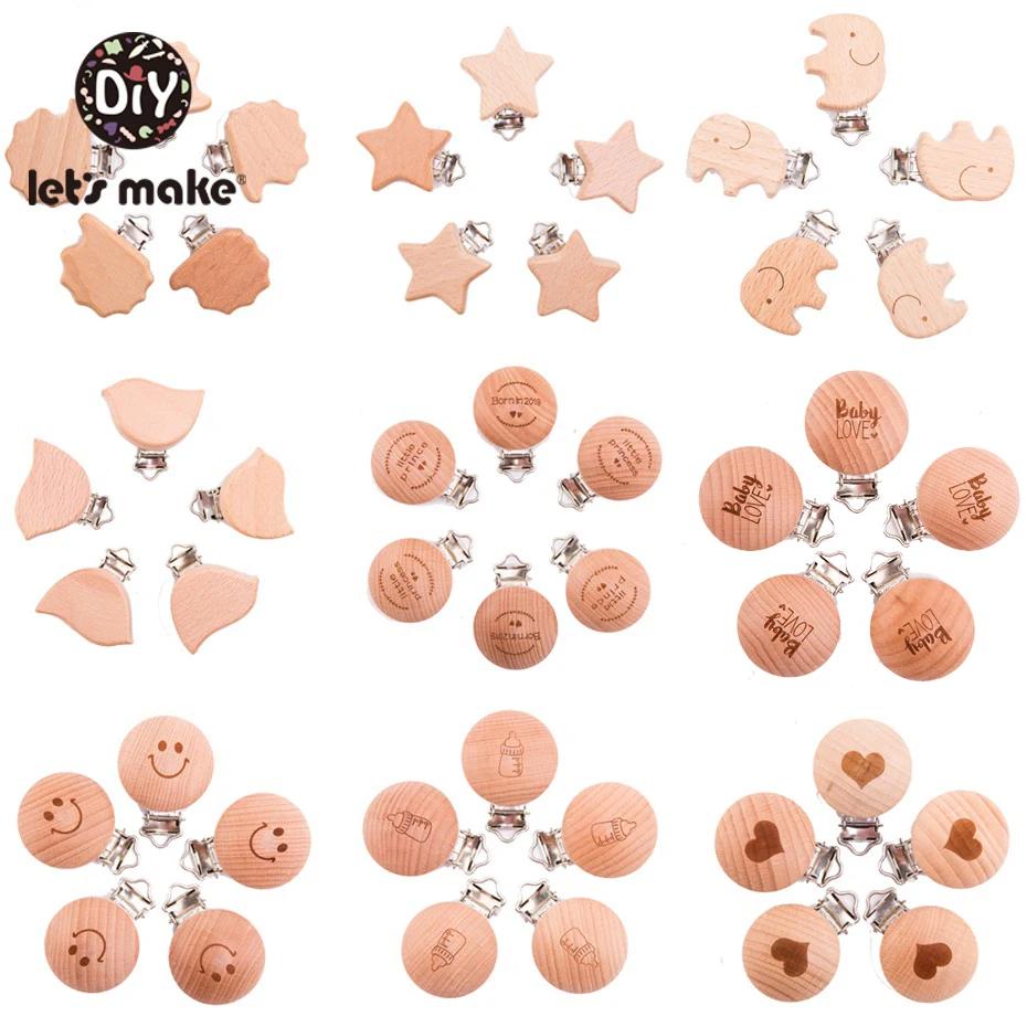 

Let's Make Pacifier Clip 20pc Round Wooden Engrave Customize Baby Wooden Dummy Clip Neutral Gift For Pacifier Chain Baby Teether