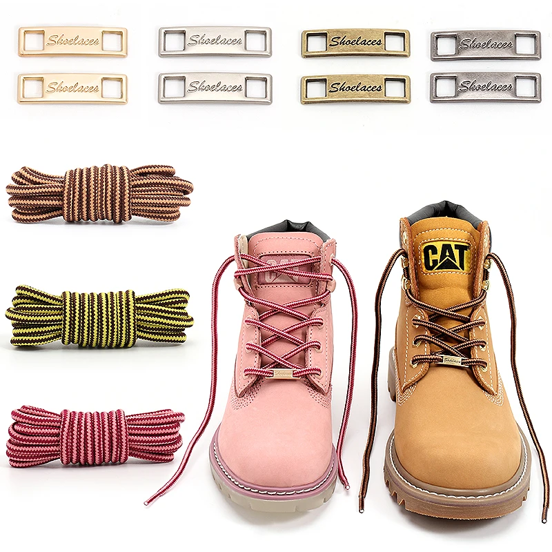 

1Pair Striped Double Color Shoelaces Outdoor Sneakers Shoe laces Martin Cotton Tooling Boots Shoelace White Shoes Lace Strings