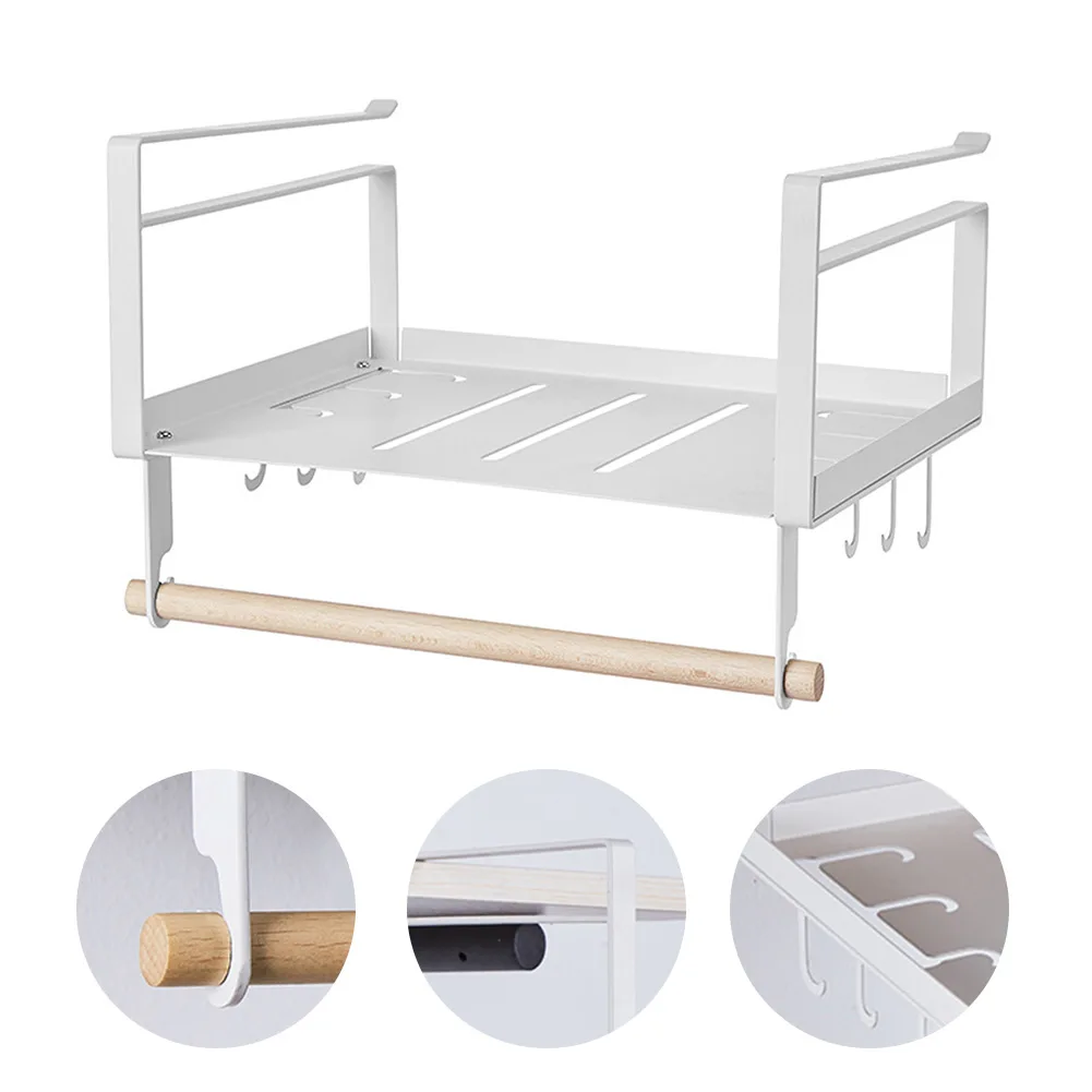 

Farmhouse Pantry Hanging Modern With Hooks Storage Basket Under Shelf Organizer Management Home Kitchen Cabinets Metal