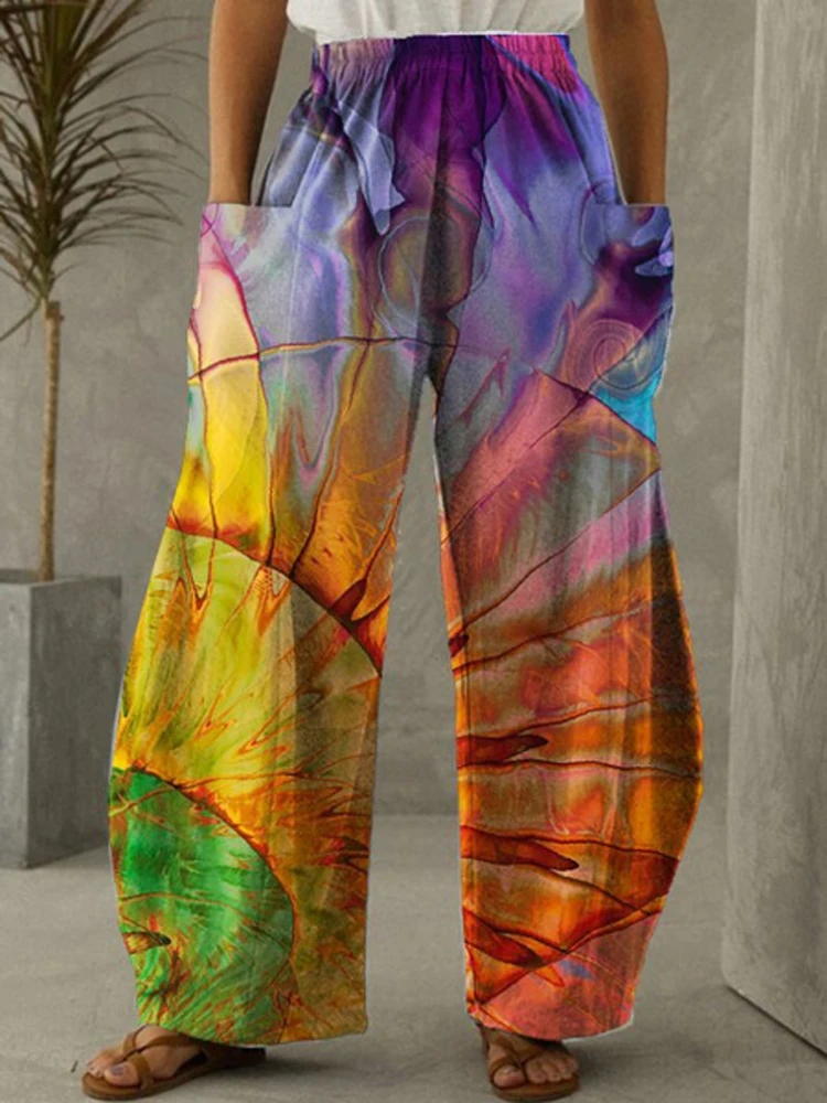 

Baggy Wide Leg Pants Women Summer Hip Hop Streetwear Casual High Waist Loose Trousers Plus Size Gothic Face Print Harajuku Pants