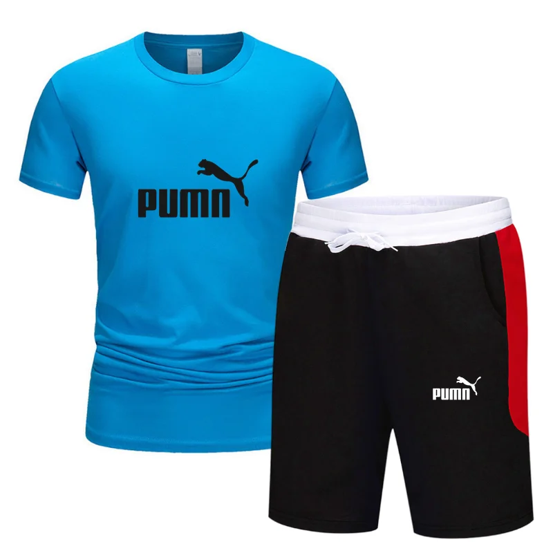 

2021 men's casual suit 2 PCS sweatshirt quick-drying short-sleeved T-shirt shorts suit men's sportswear summer sportswear