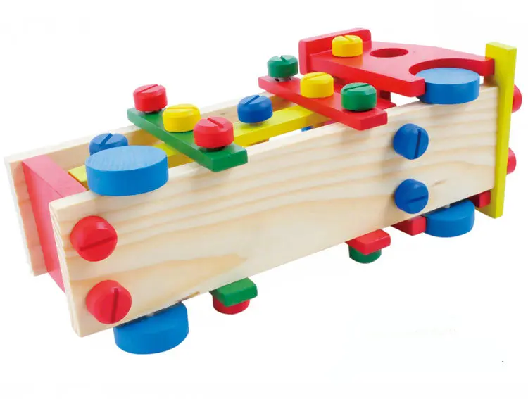 

Free shipping wooden Blocks toys, children's educational toys, disassembling screw, tapping assembly assembly game