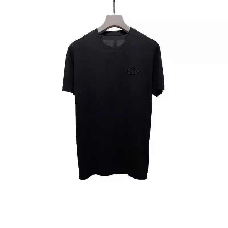 

2021 summer new embroidery men's t double cotton short sleeve T-shirt