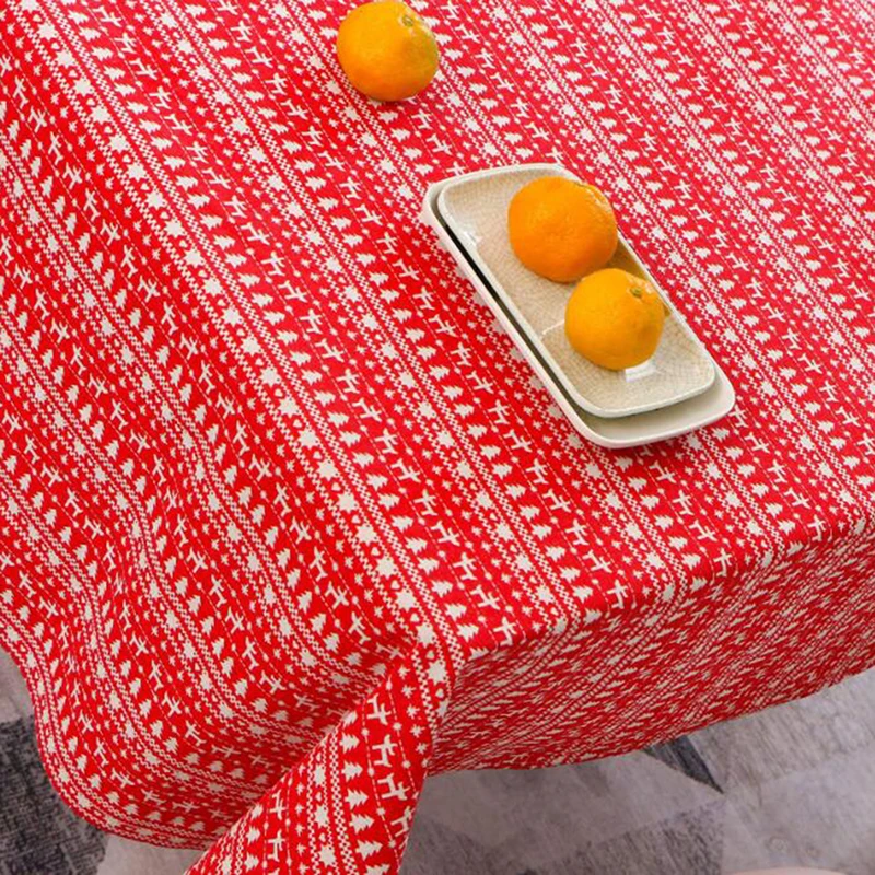 Красный олень Рождественская елка сельская полоса хлопок скатерть полотенце