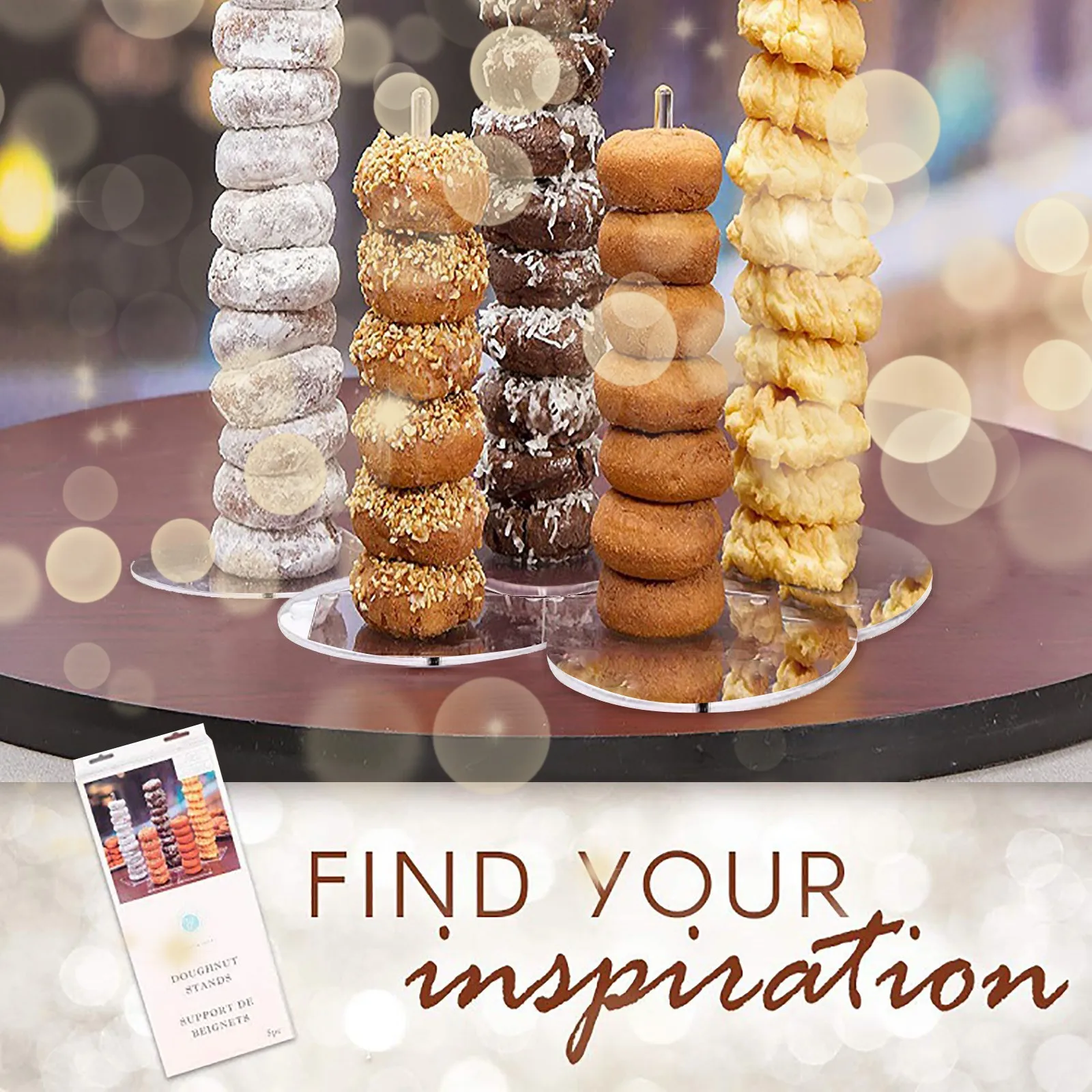 Акриловое волокно Пончик Дисплей стенд Пластик сообщение десерт на вечеринку