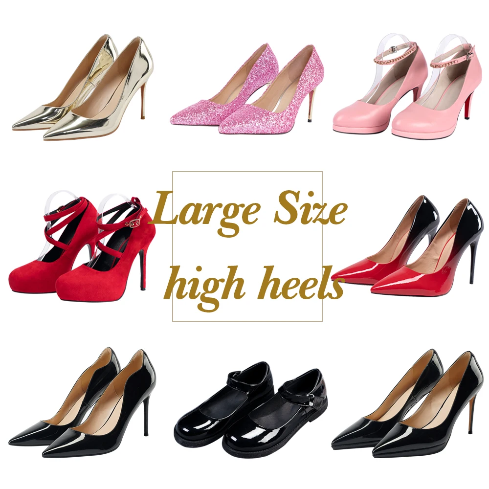 

Dokier Large Size High Heels Round Toe High Heel Shoes Waterproof platform LadyBoy Crossdressing Male to Female