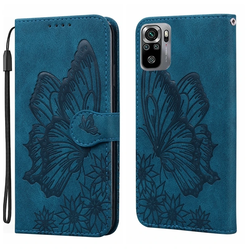 retro big butterfly flip leather phone case for xiaomi mi 11 redmi note 10 10s 9 9s 8 pro 9t poco f3 m3 x3 nfc holder book cover free global shipping