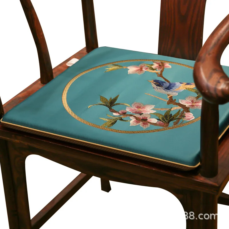 Традиционный китайский стиль цветы вышивка сиденья Cushons с пеной птицы красный