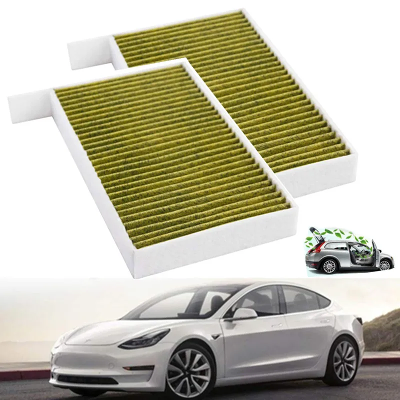 

1/2Pcs Car Air Conditioning Filter Car Cabin Air Filter Replacement With Activated Carbon For Tesla Model 3 2017 2018 2019