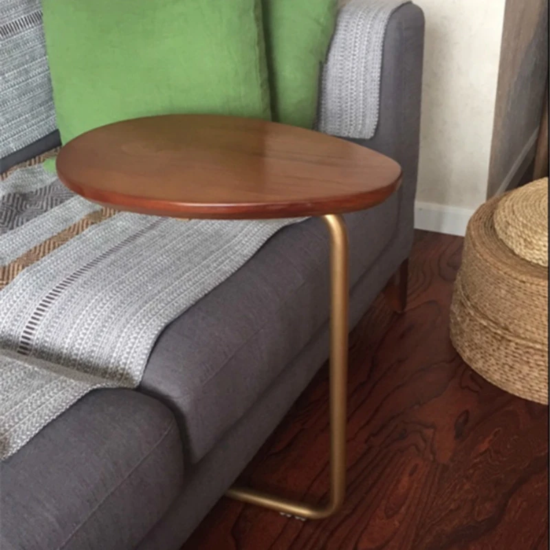 Креативный Овальный маленький прикроватный столик передвижной деревянный диван