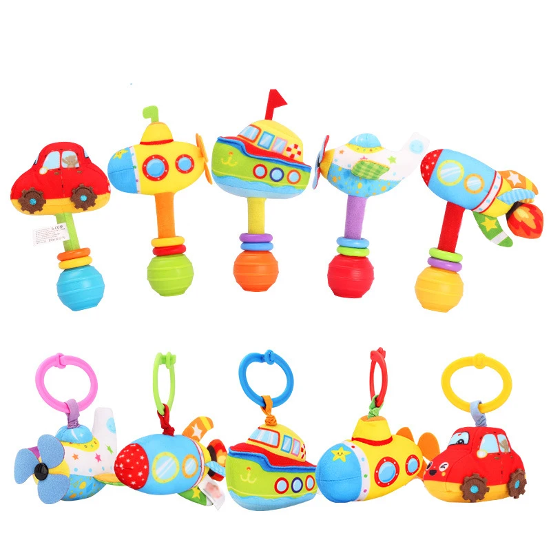 

Baby Cute Plush Hand Bells Pulldown Vibrating Vehicle Rattles Newborn Infant Early Educational Toys for Children Gift WJ408
