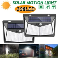 208 led solar lights outdoor led solar powered motion sensor lamp 3 modes ip65 waterproof garden wall light for patio road
