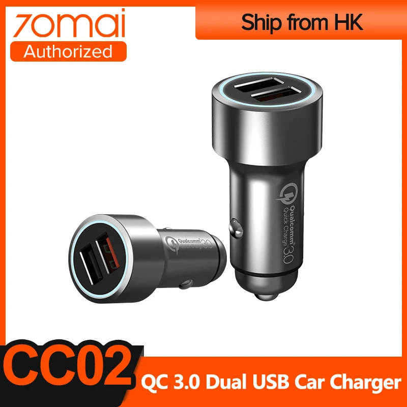 70mai QC 3 0 быстрое автомобильное зарядное устройство металлический чехол Mini 2USB порт