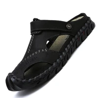 genuine leather mens sandals summer sandalias breathable beach slippers casual shoes men sandal sandales sandale sandalet size46