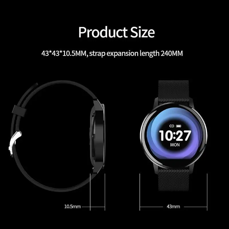 VODOOL T4 1,22 сенсорные Смарт-часы, водонепроницаемые, круглые, ручное кольцо, пульсометр, кровяное давление, информация о кислороде, напоминание