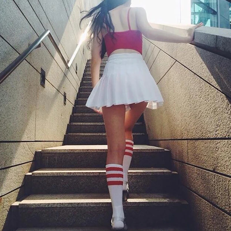 Женская плиссированная юбка с высокой талией черная розовая темно синяя в