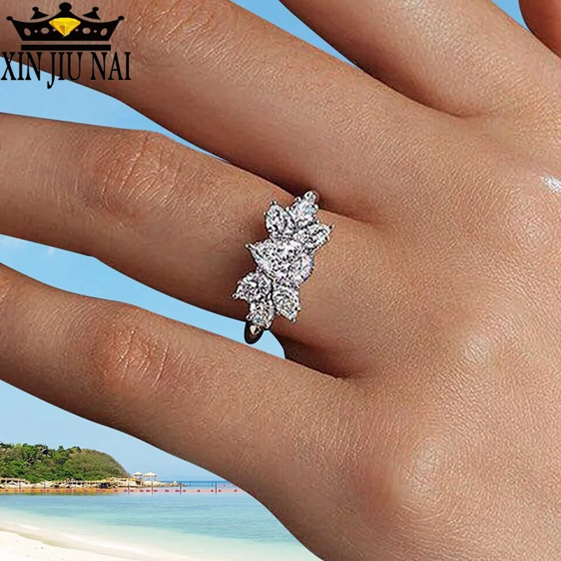 Кольцо с большим фианитом модное свадебное ювелирное изделие Женское