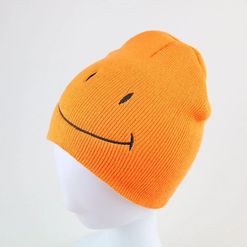 Фирменная Новинка детская Шапка бини со смайликом теплая вязаная шапка Осенняя