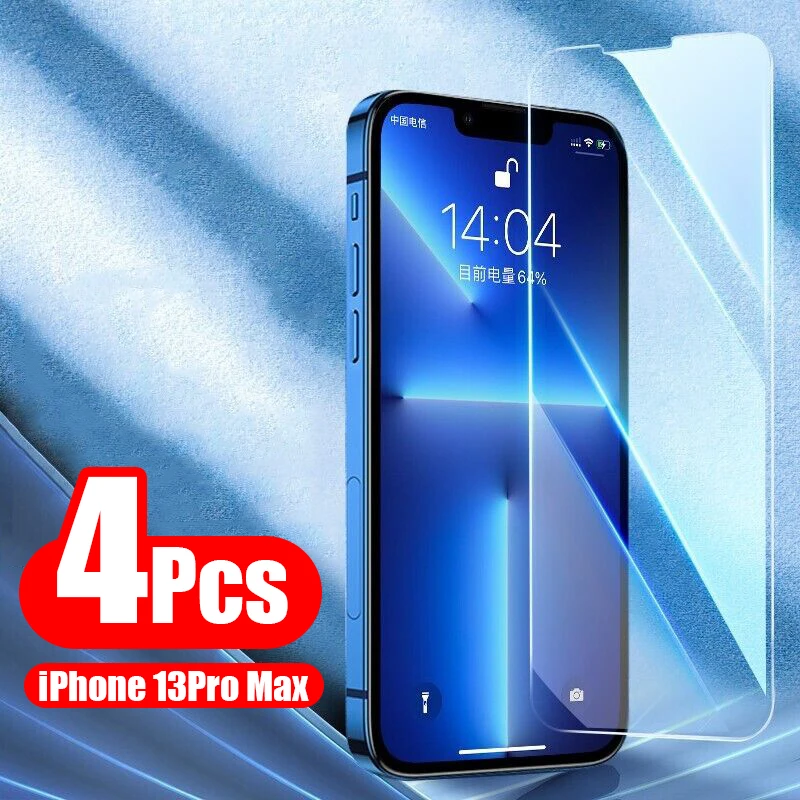 

Закаленное стекло с полным покрытием 4 шт. для iPhone 11 Pro X XR XS 12 13 Pro Max Mini, Защита экрана для iPhone 6 7 8 Plus, стеклянная пленка