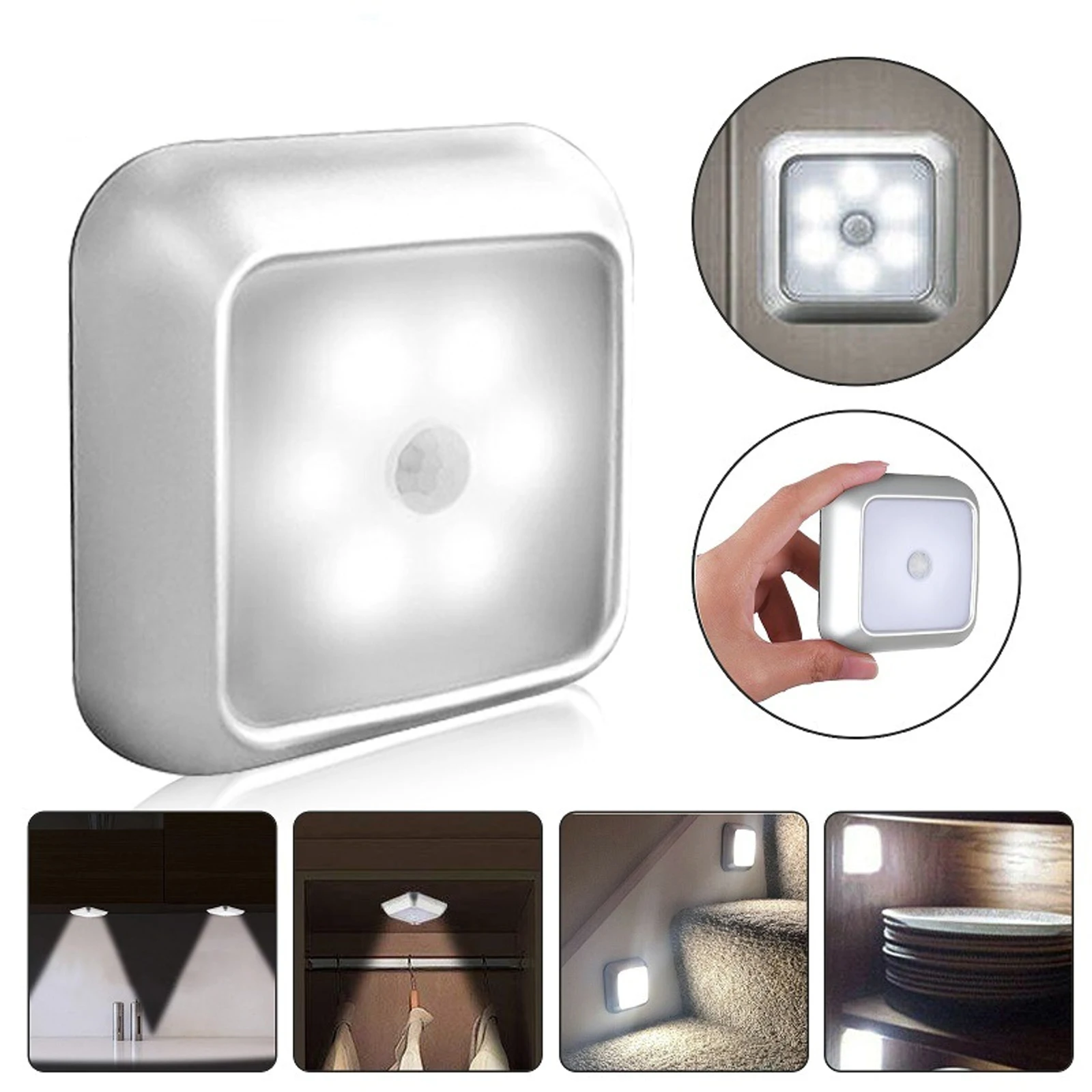 

Магнитный сенсорный светильник для шкафа, лампа с питанием от батарейки, индукционный ночник для человеческого тела, для комнаты, спальни