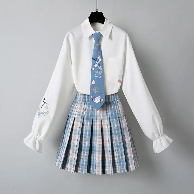 

Uniform Suit Shirt Skirt New College Style Two-piece Western Temperament Spring Princess Dress Women Fairy Clothes