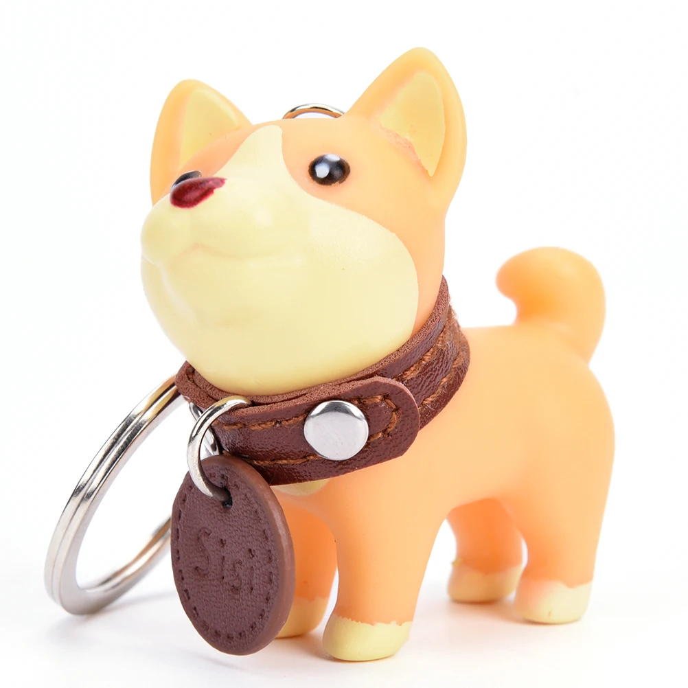 

1Pc Creative Model Dog Keychain Popular Versatile Rubber Keyring 4 Styles for Women Girl