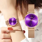Женские часы DOM от ведущего бренда, Роскошные Кварцевые часы, повседневные кварцевые часы с сетчатым стальным ремешком, ультра тонкие фиолетовые часы, G-1307G-6M