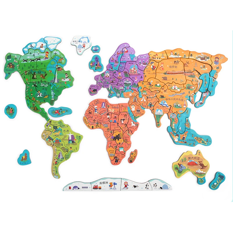 Большая карта мира детская игрушка материалы Монтессори обучающие игрушки для
