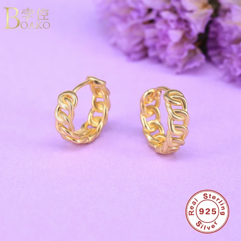 

BOAKO Lightning Hoop Earring S925 Silver Earrings For Women Fashion Hook Earring Fine Jewelry Pendientes Brincos Aretes For Girl