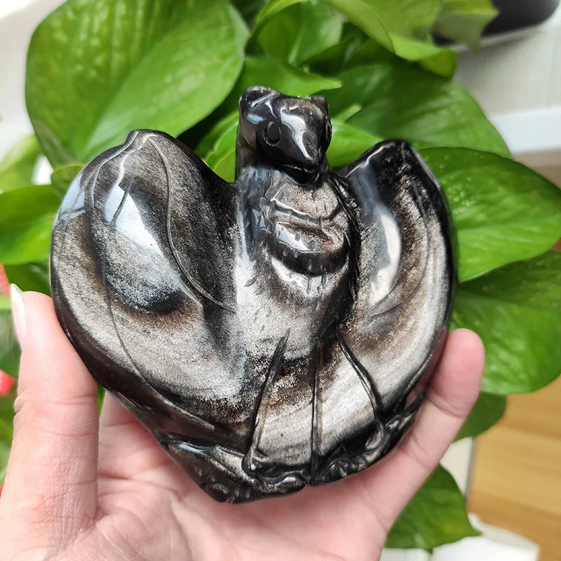 

Wholesale Golden Obsidian Bat High Qualite Crystal Craft Bat Healing Silver Obsidian Bat For Home Decoration And Gift DJW