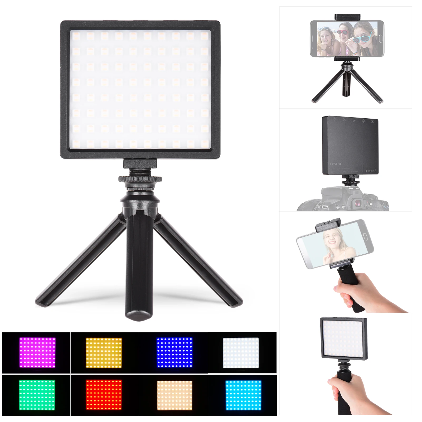 

Лампа Перезаряжаемые фотографии светодиодный видео Камера светильник 3200 ~ 5600K Цвет Температура заполняющая цвет светильник с зажимом для м...