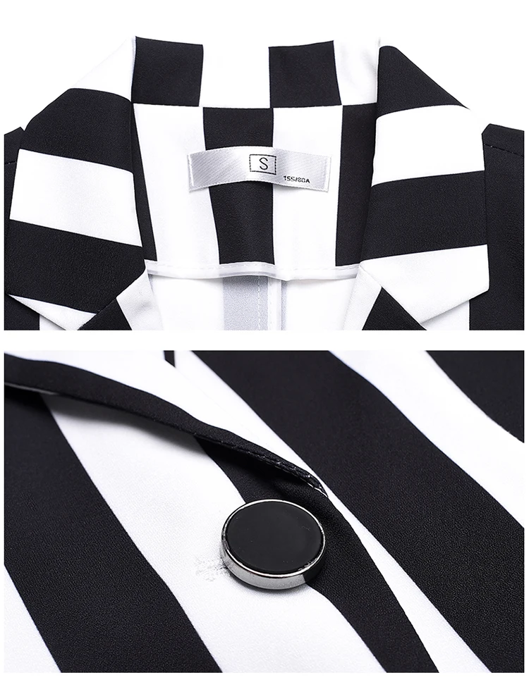 

S - 4XL New Women Blazers Slim Jackets Female Plus Size 2020 Autumn Black White Office Attire Striped Blazer Mujer