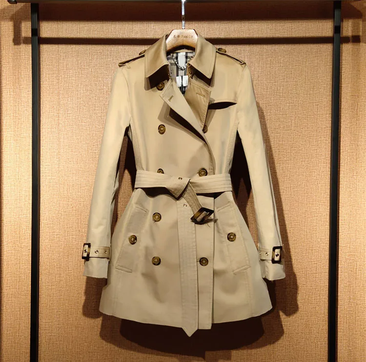 Тренчкот женский в британском стиле Элегантная короткая верхняя одежда пальто