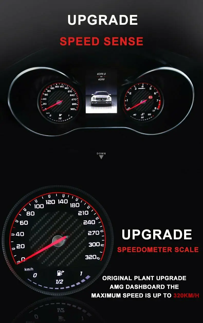 Накладка для инструментов из углеродного волокна Mercedes AMG Gauge Face C-Class C63 C200L GLC260