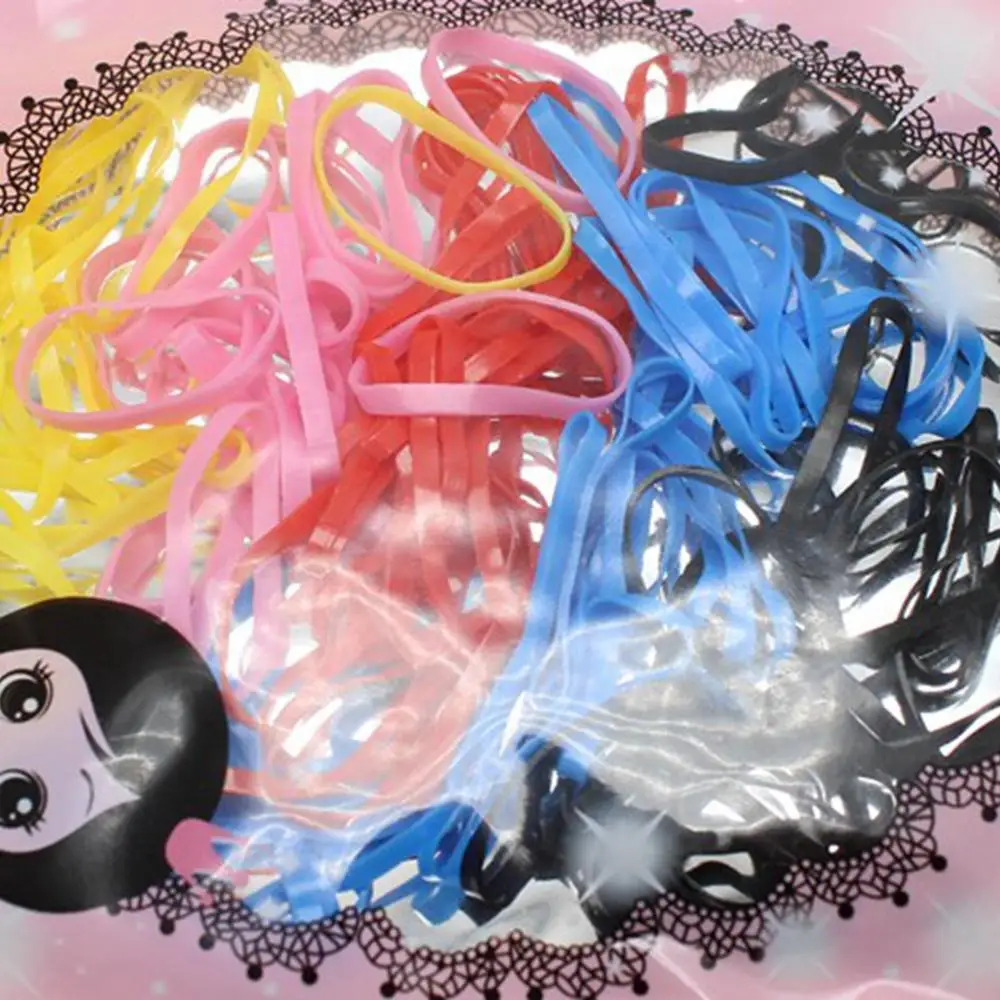 500 Разноцветные эластичные резиновые ленты для волос веревки хвоста из ТПУ детей