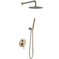 batheoom gold shower set wall mounted shower system hot and cold water mixer shower brass round shower head set shower faucet