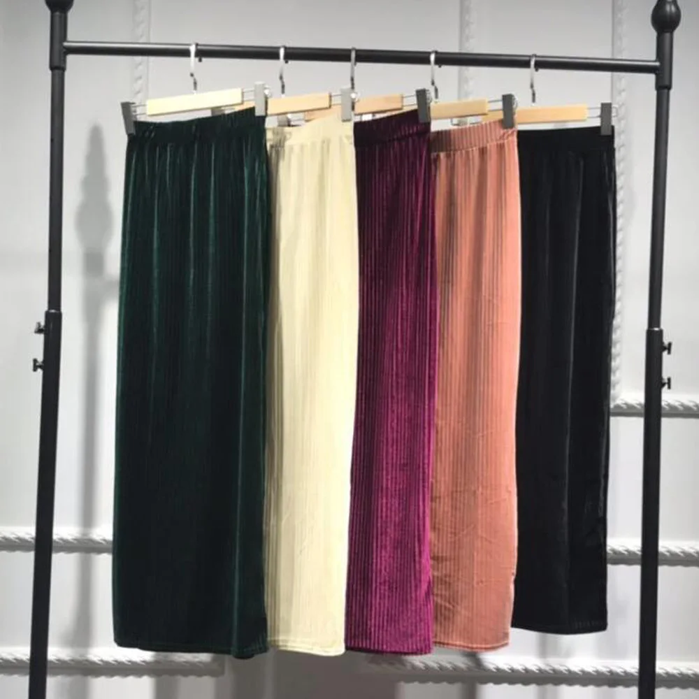 

Women Stretchy Sexy Pencil Skirt High Waist Bodycon Long Skirt Casual Black Green Vintage Punk Gothic Slim Islamic Muslim Skirt