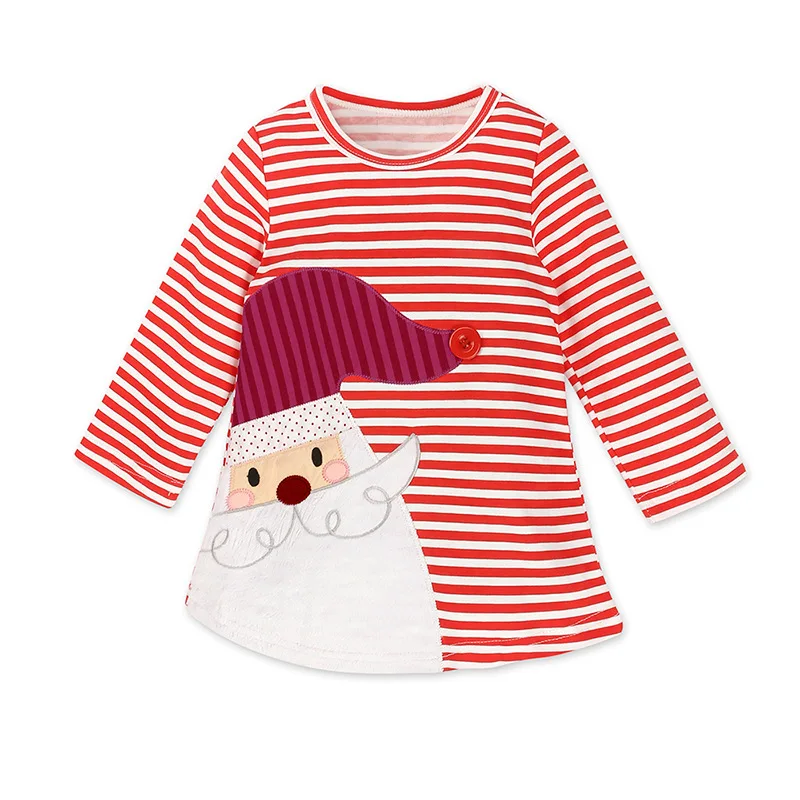 

MALAYU BABY Toddler Girl Dress 2022 New Cute Cartoon Embroidered Striped Long Sleeve Princess Costume 1-6 Years Child Clothing