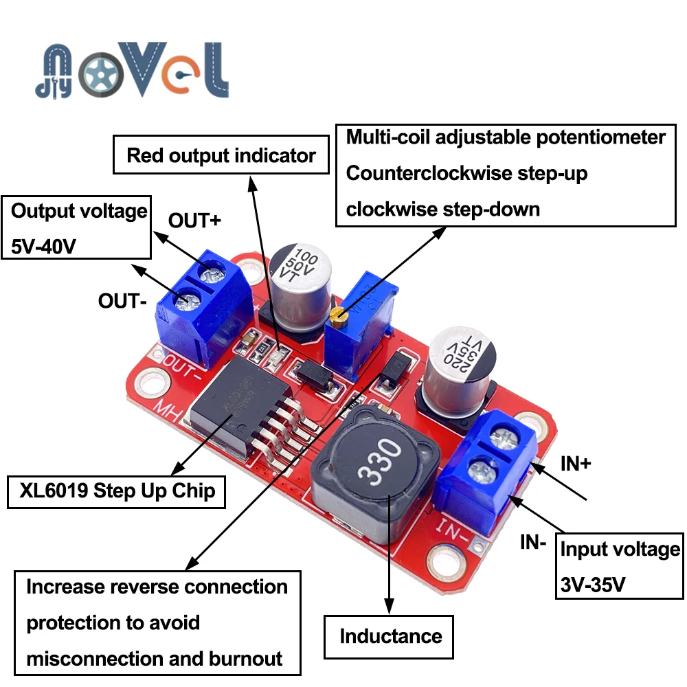 Повышающий Модуль питания 5A повышающий преобразователь напряжения 3 35 В до 5 6 в 9 12