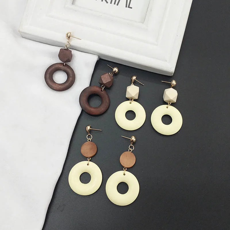 

10pcs 30mm Colorful Round Circle Wooden Beads Earring Pendant Wood Charms For DIY Jewelry Making Drop Earrings Pendant Findings