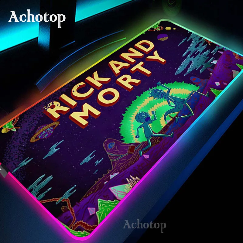 

Anime Morty Gaming RGB MousePad Large Locking Edge Speed Game Gamer LED USB Mouse Pad Soft Laptop Notebook Mat for CSGO Desk Mat