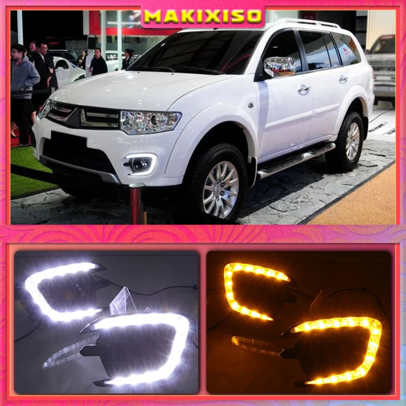 For Mitsubishi Pajero Sport Montero Sport 2013 2014 2015 Daytime Running Lights Fog Lamp Cover 12V ABS LED DRL Car styl