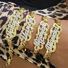 VishowCo именные браслеты на заказ 3D Двойная табличка браслет из нержавеющей стали кубинские браслеты-цепочки для женщин Подарки