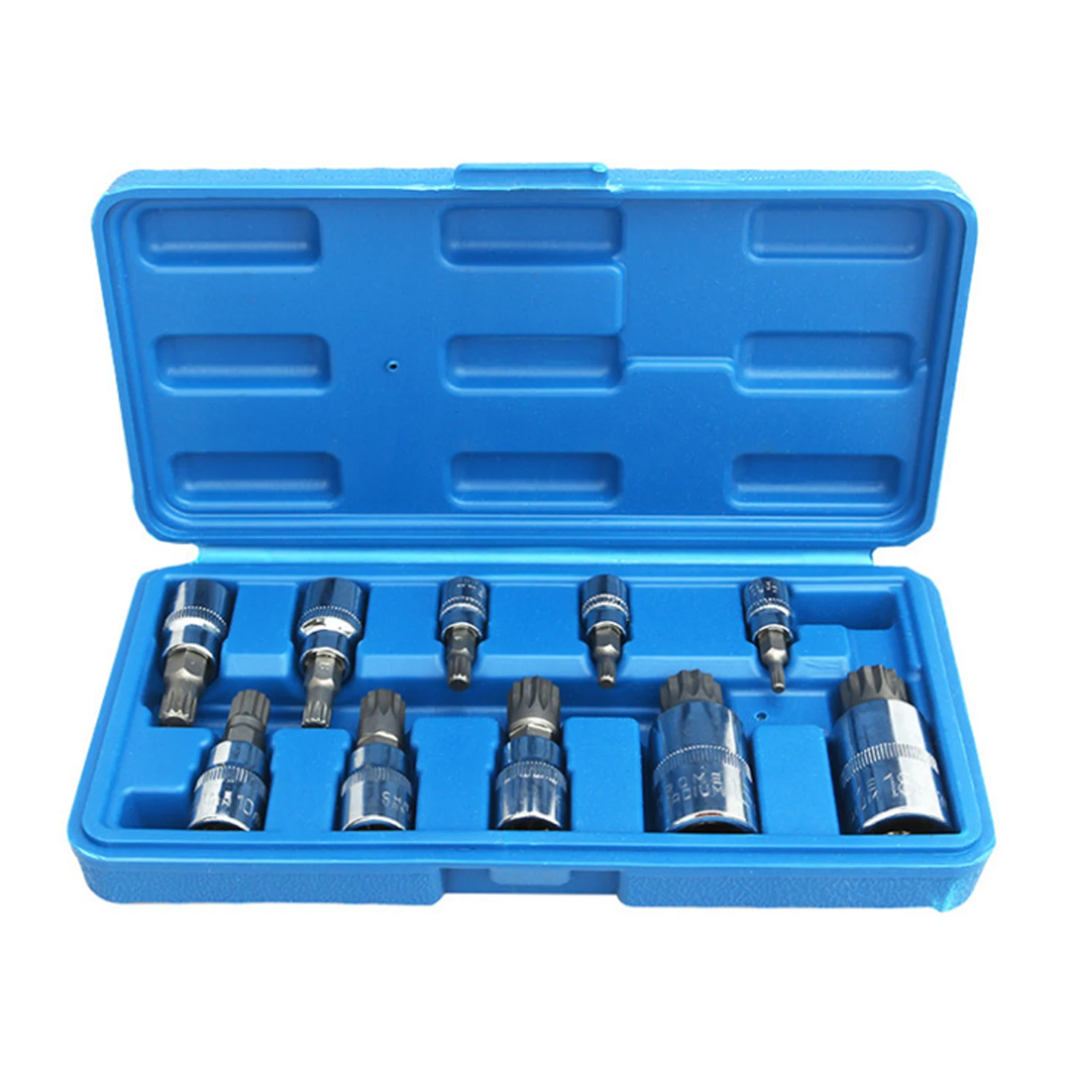 

10/12PCS Socket Tool Set Torx Star Bit Accessories Kit with Portable Toolbox Visible dimension surface is electroplated