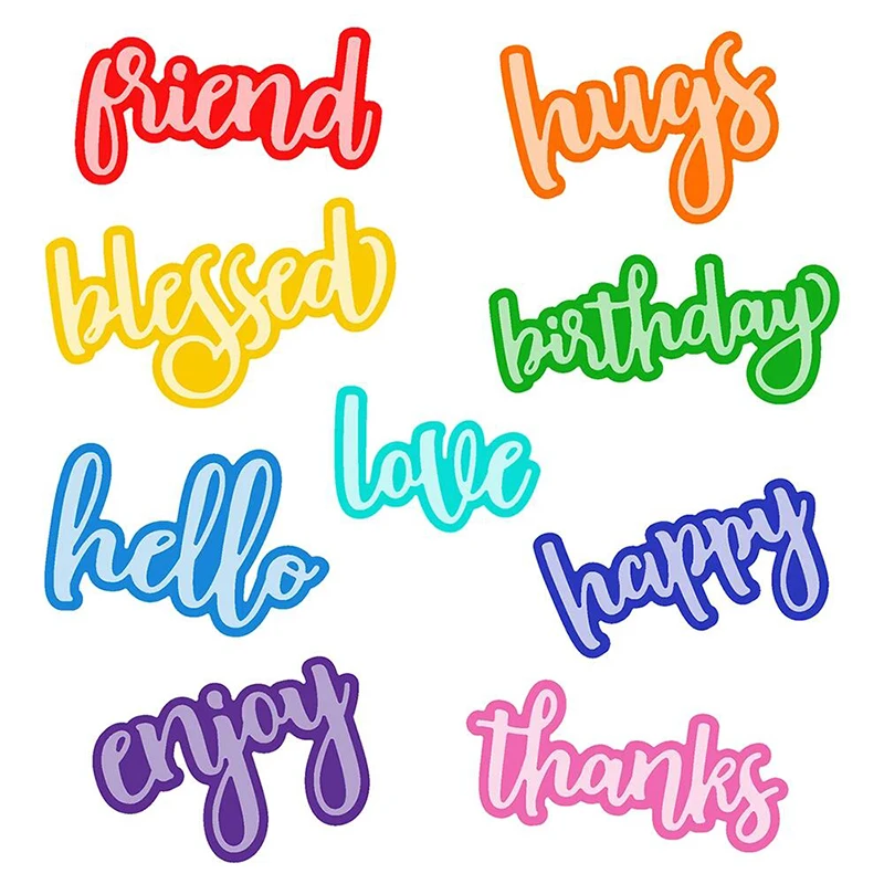 

Metal Cutting Die Suitable For Seasonal DIY Photo Album Scrapbook 3D Greeting Card Making Embossing 9 Groups of Words 2021 NEW