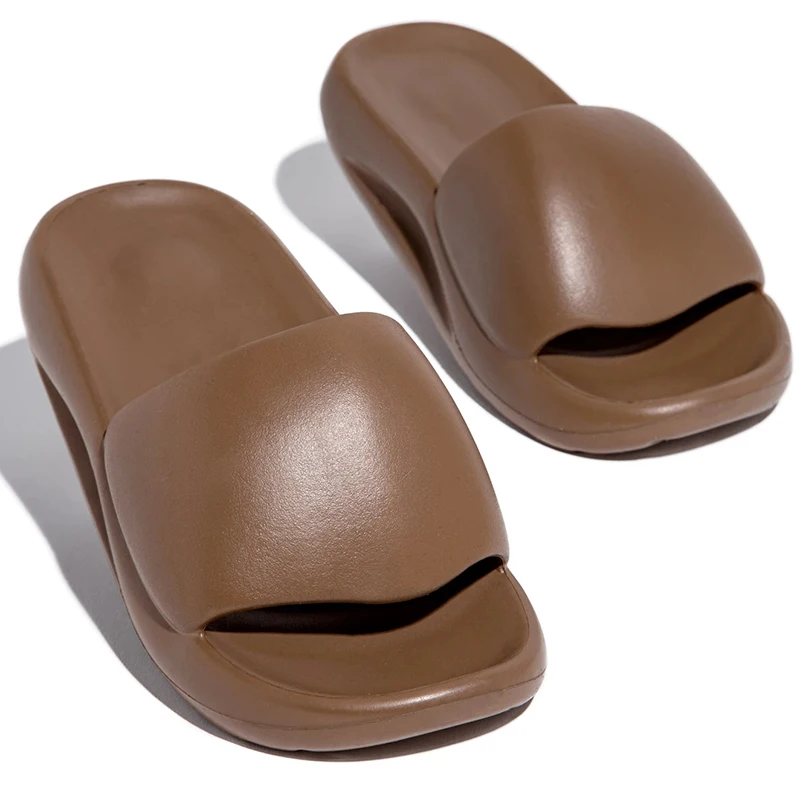 

Trend Design Women Indoor Slippers Platform Wedges Low Heel EVA Peep Toe Light Color Home Bathroom Slides Ladies Shoes House