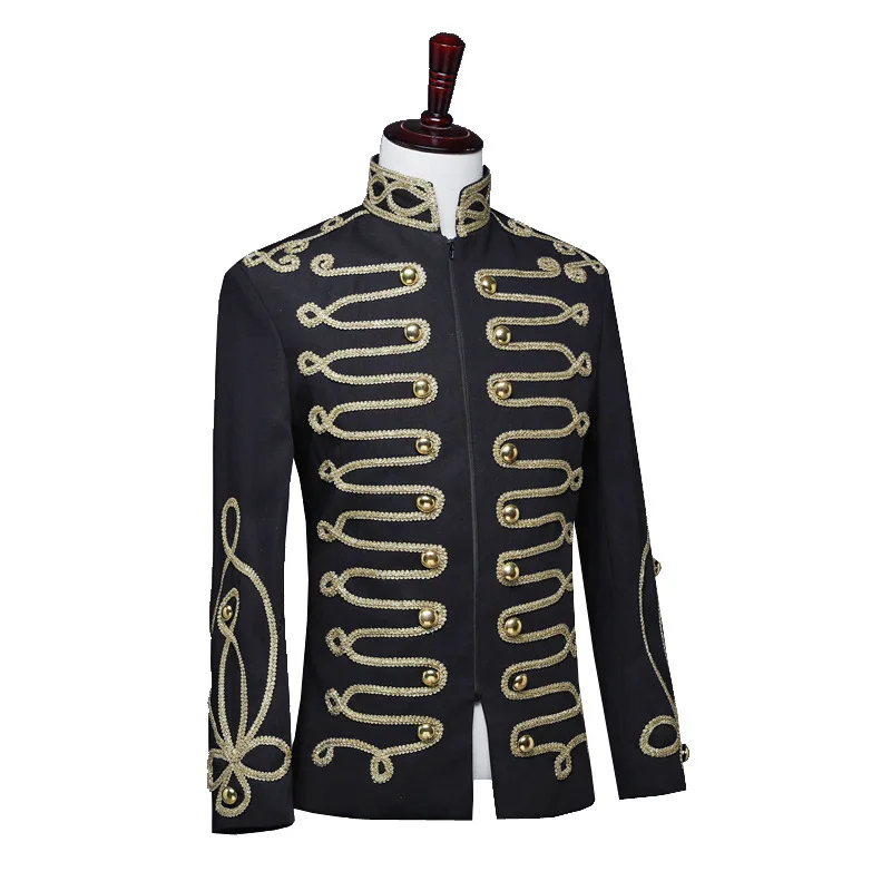 Victorian Palace Court Nobleman Jacket Tuxedo Military Hussar Footman Bandsman Formal Wear Dress Stand collar Punk Coat For Men |