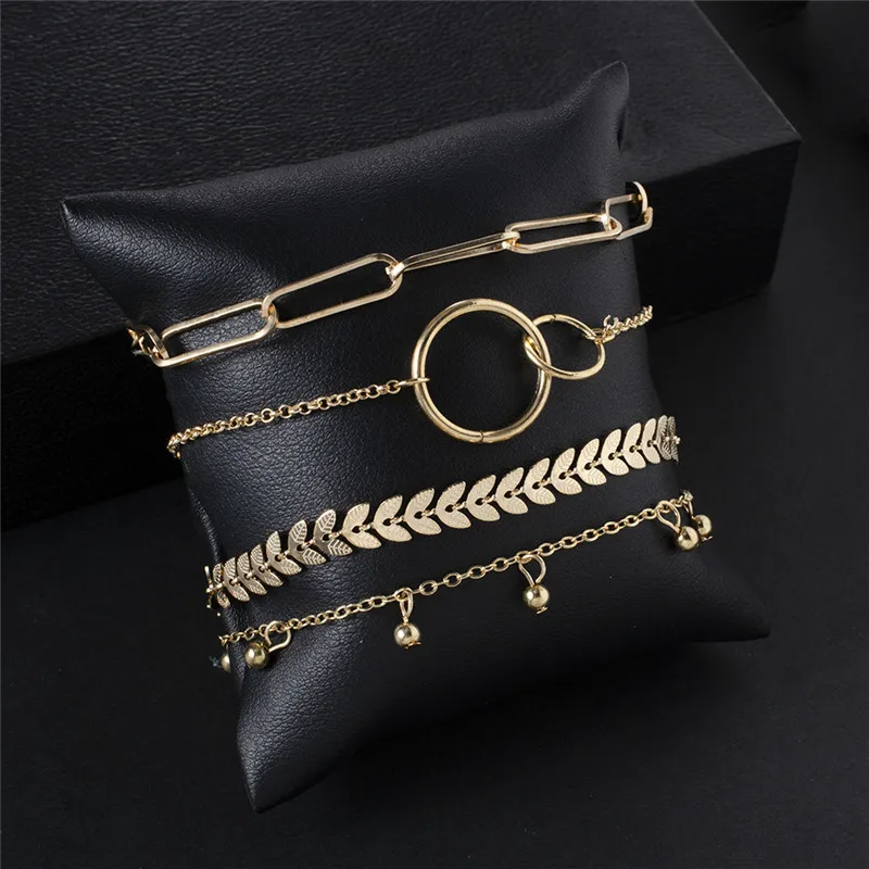 

Modyle Bohemian Simple Gold Color Metal Bracelet Set for Women Punk Vintage Bracelets Bangles Jewelry Gift