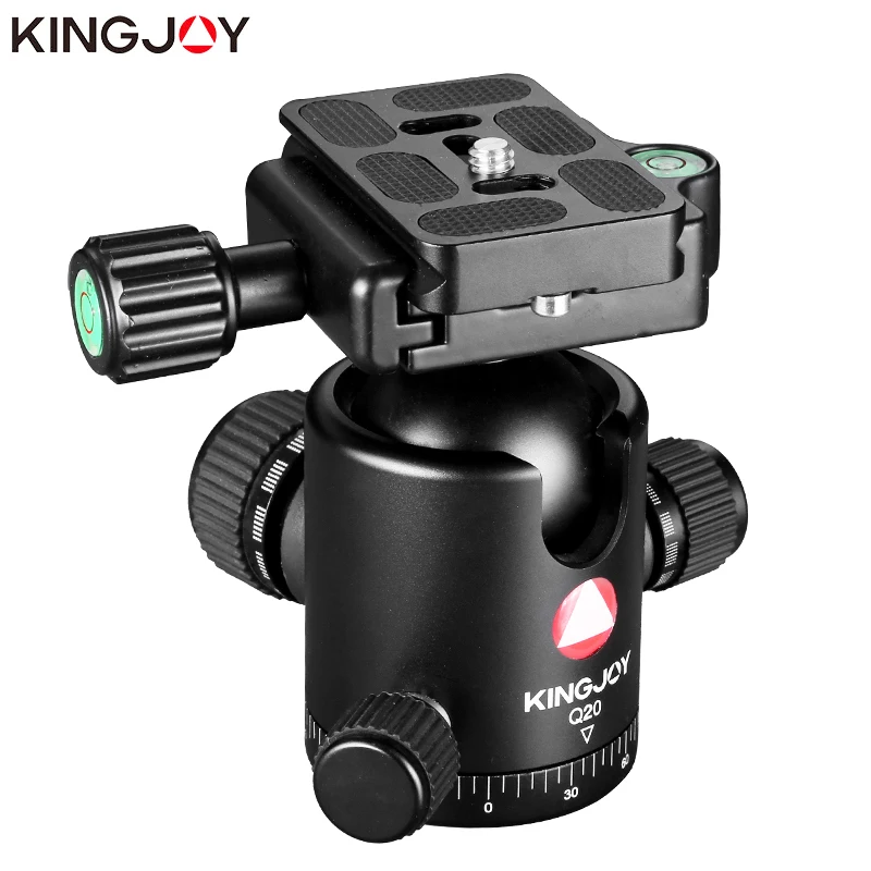 KINGJOY Official Q20 Tripod Head Ball Rotating Panoramic BallHead with plate 1/4" to 3/8" Screw for Monopod DSLR Camera |